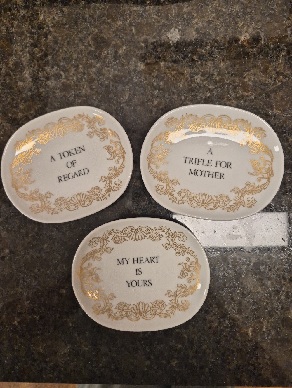 Vintage House Of Goebel German Gold Filigree Trinket Jewelry Dish Tray Lot